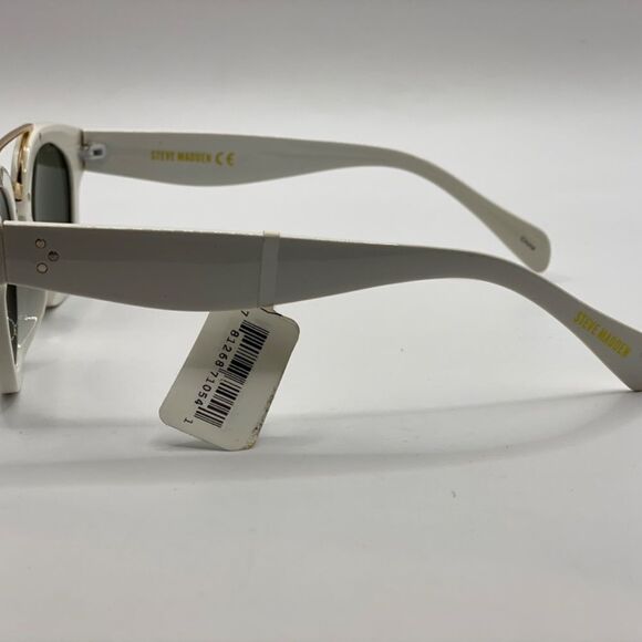 Steve Maddon White Retro Sunglasses NWT - Picture 5 of 8